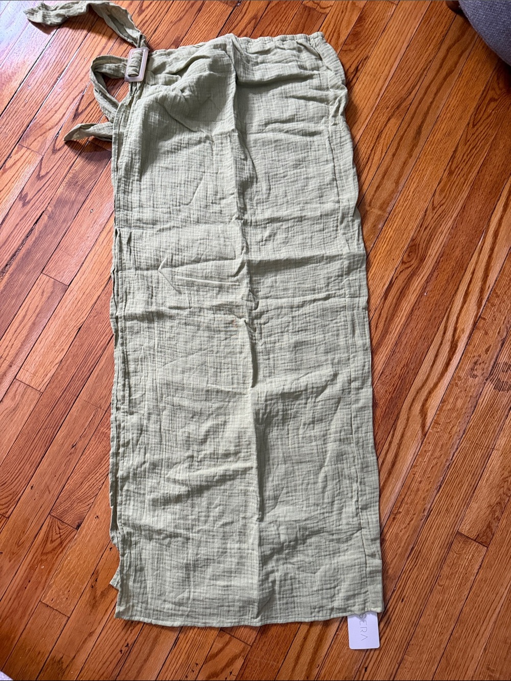 Light Olive Green Gauze Wrap Dress
